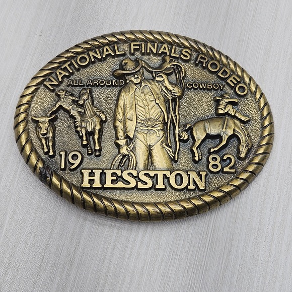 Hesston Other - Vintage 1982 Hesston National Finals Rodeo NFR Belt Buckle 8th Edition Brass